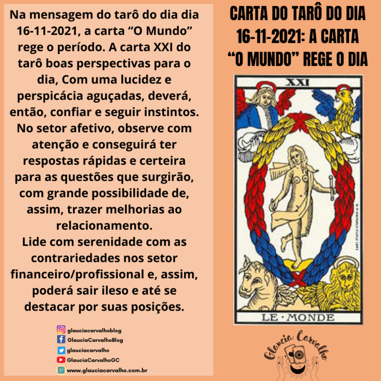 Carta Do Tar Do Dia A Carta O Mundo Rege O Dia